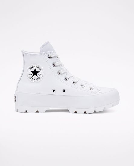 Tenisi Inalti Dama Converse Chuck Taylor All Star Lugged Piele Albi Negrii Albi | RO FWCLN064